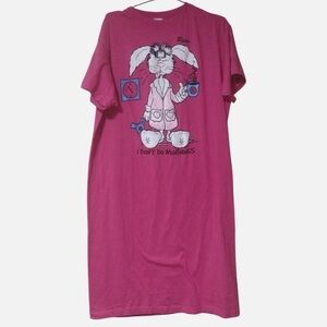Pink Graphic Nightshirt with Bunny Print